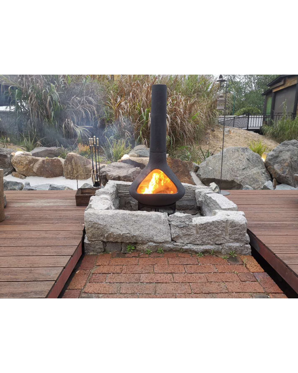 Ceramic Outdoor Chiminea Fire Pit | Garden Fireplace