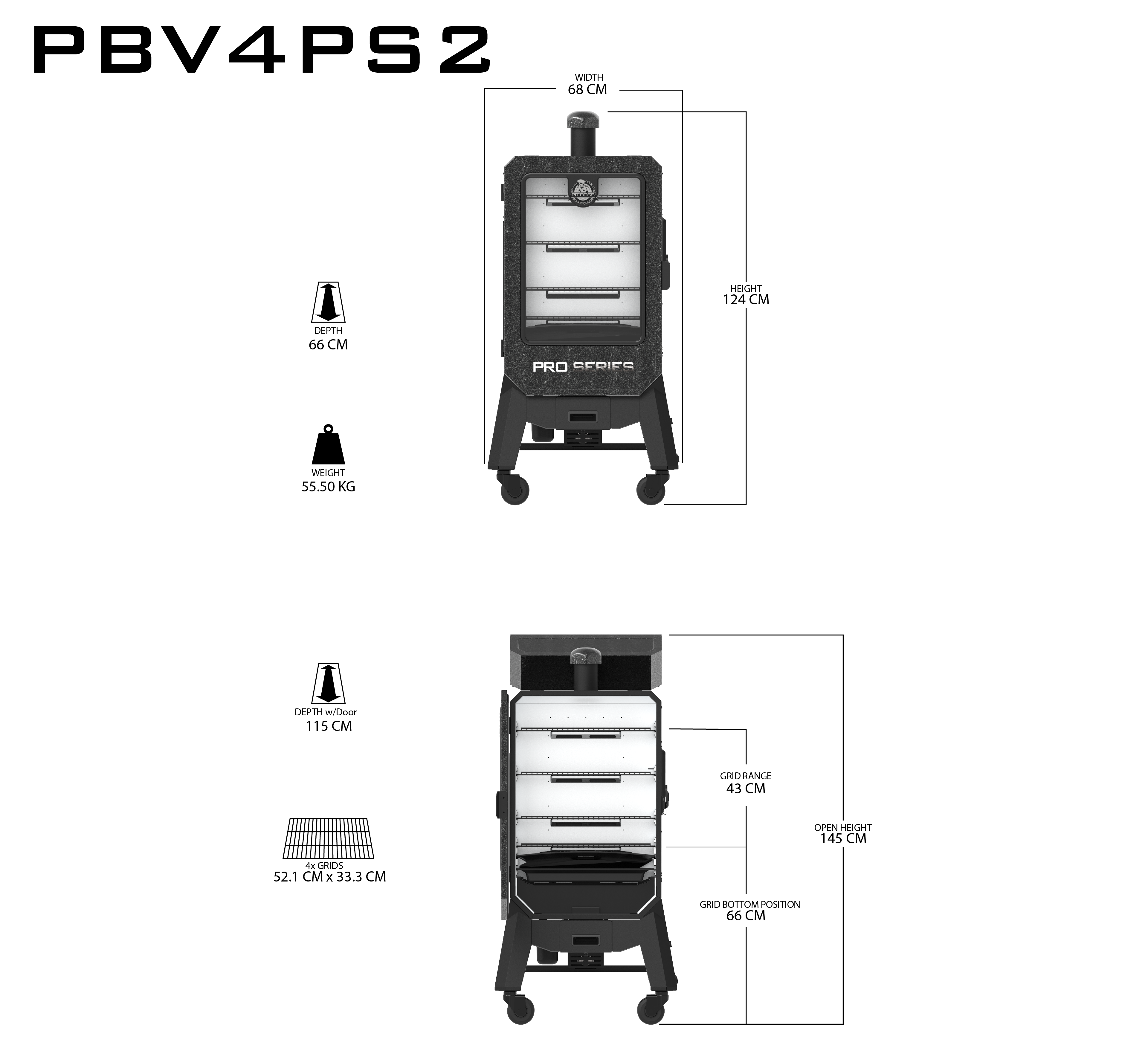 مدخنة عمودية Pit Boss 4-Series WIFI